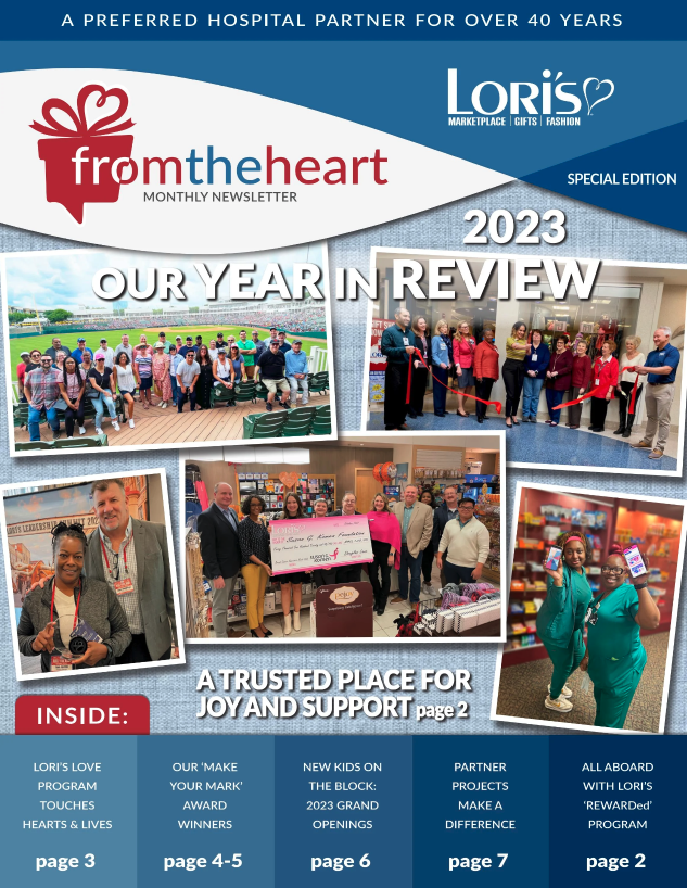 front cover of Loris Gifts "from the heart" newsletter, Special Edition 2023
